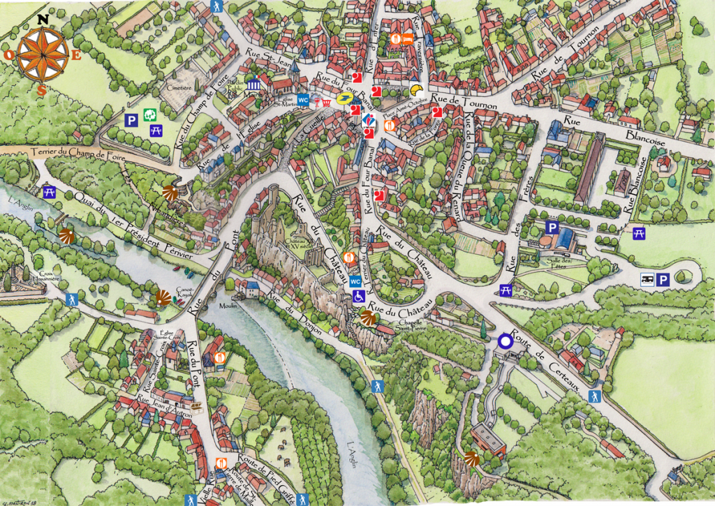 carte géographique touristique illustrée